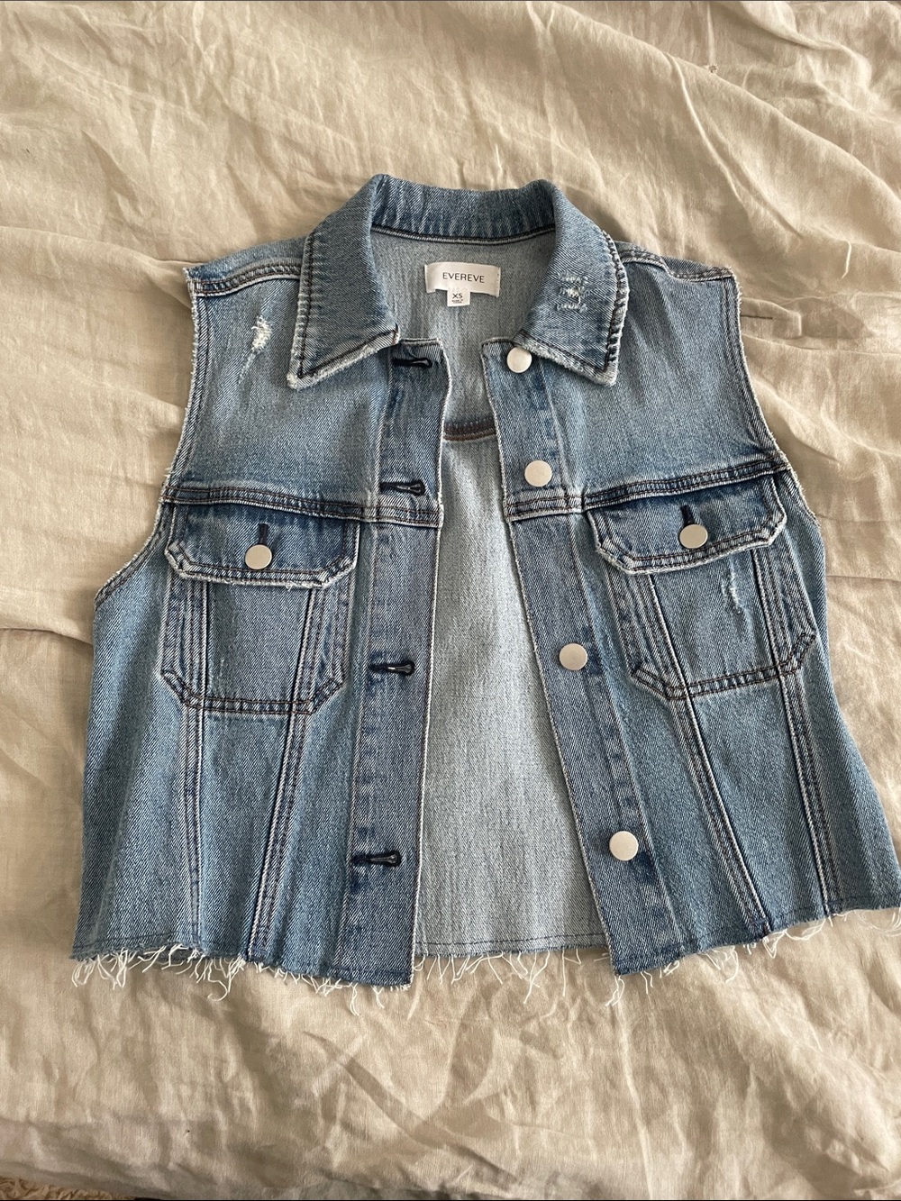 Evereve Distressed Denim Vest NWOT
